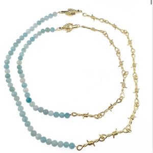 Verameat Hugs Barbed Choker - amazonite and gold